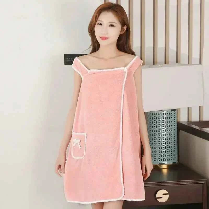 Womens Bath Towels Wearable Bathrobe Bath Towels Clearance Soft and Absorbent Towel Dress Coral Fleece Quick-Dry Shower Bathrobe