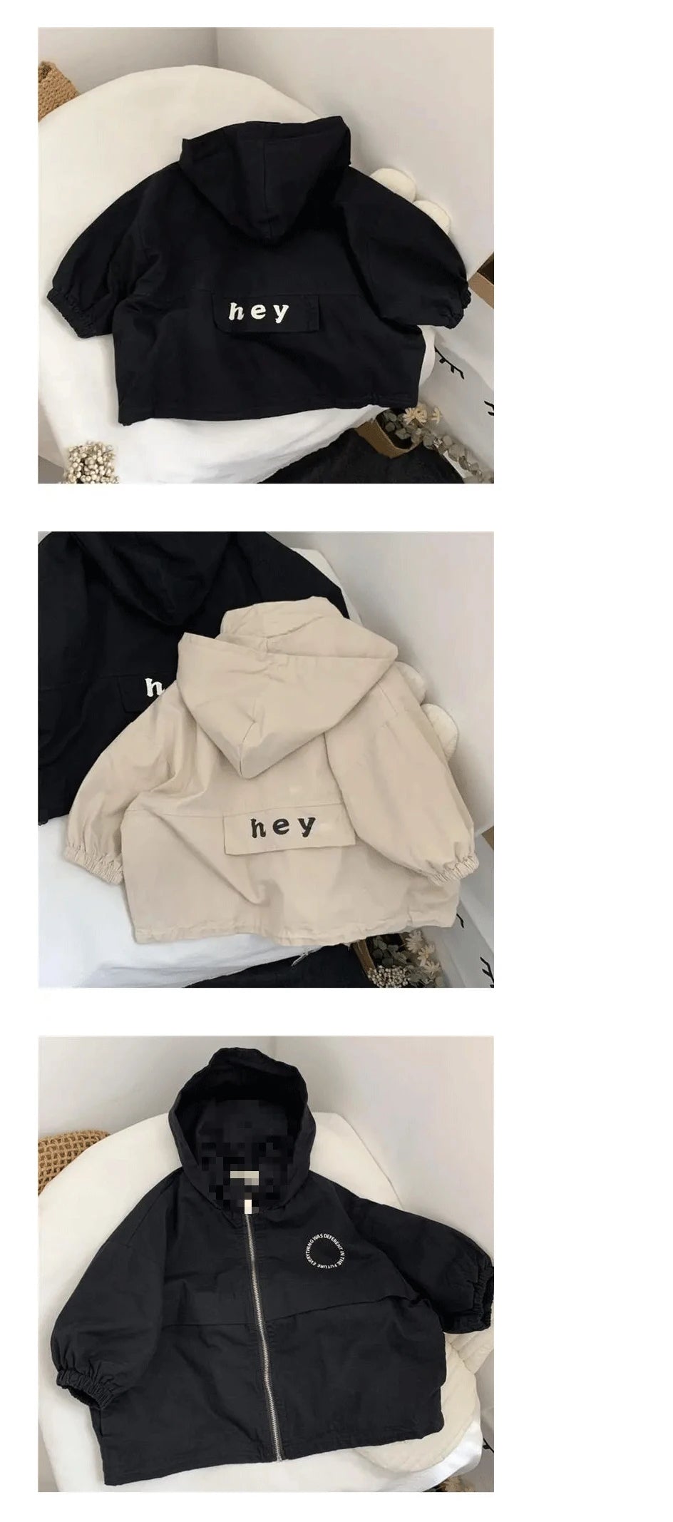 Kids Hooded Zipper Jacket, Spring Autumn Cartoon Print