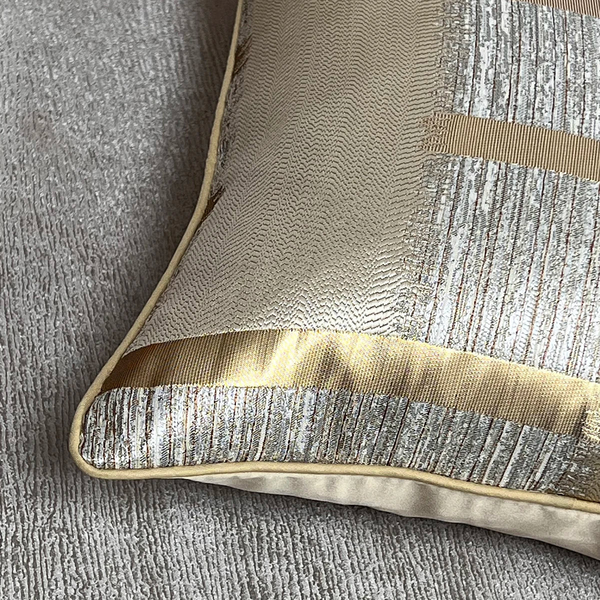 Gold Stripe Holiday Cushion Cover, Yellow