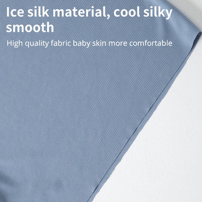 Children's Ice Silk Pajamas, Summer Thin Short Sleeved Shorts, 2-Piece Set of Big Boys and Girls' Home Clothing Set