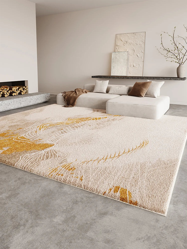 Fluffy Soft Cloakroom Rug Cream Style Living Room Decoration Line Carpet Large Area Rugs for Bedroom Home Thick Plush Floor Mat