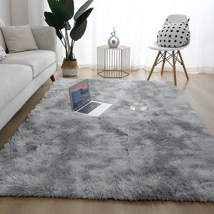 VIKAMA Silk Hair Tie-Dye Plush Carpet – Non-Slip Soft Rug for Living Room, Bedroom & Kids Room