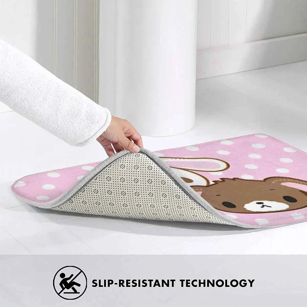 Cute Sugar Rabbit Sugarbunnies Memory Foam Bath Mat Rug Non-Slip Ultra Soft Bathroom Floor Rugs Carpet For Kitchen Shower Bath
