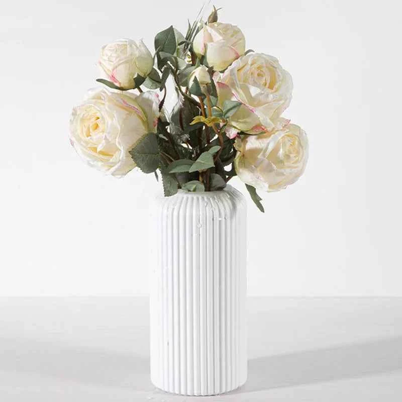 Nordic Plastic Small Vase for Tabletop Home Flower Living Room Decor Decoration Table Ornaments Circle Flower Arrangement Vase