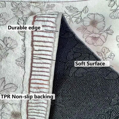 VIKAMA French Short Plush Bedside Rug Light Luxury High Sense of Waterproof Floor Cushion Bedroom Living Room Carpet Home Decor