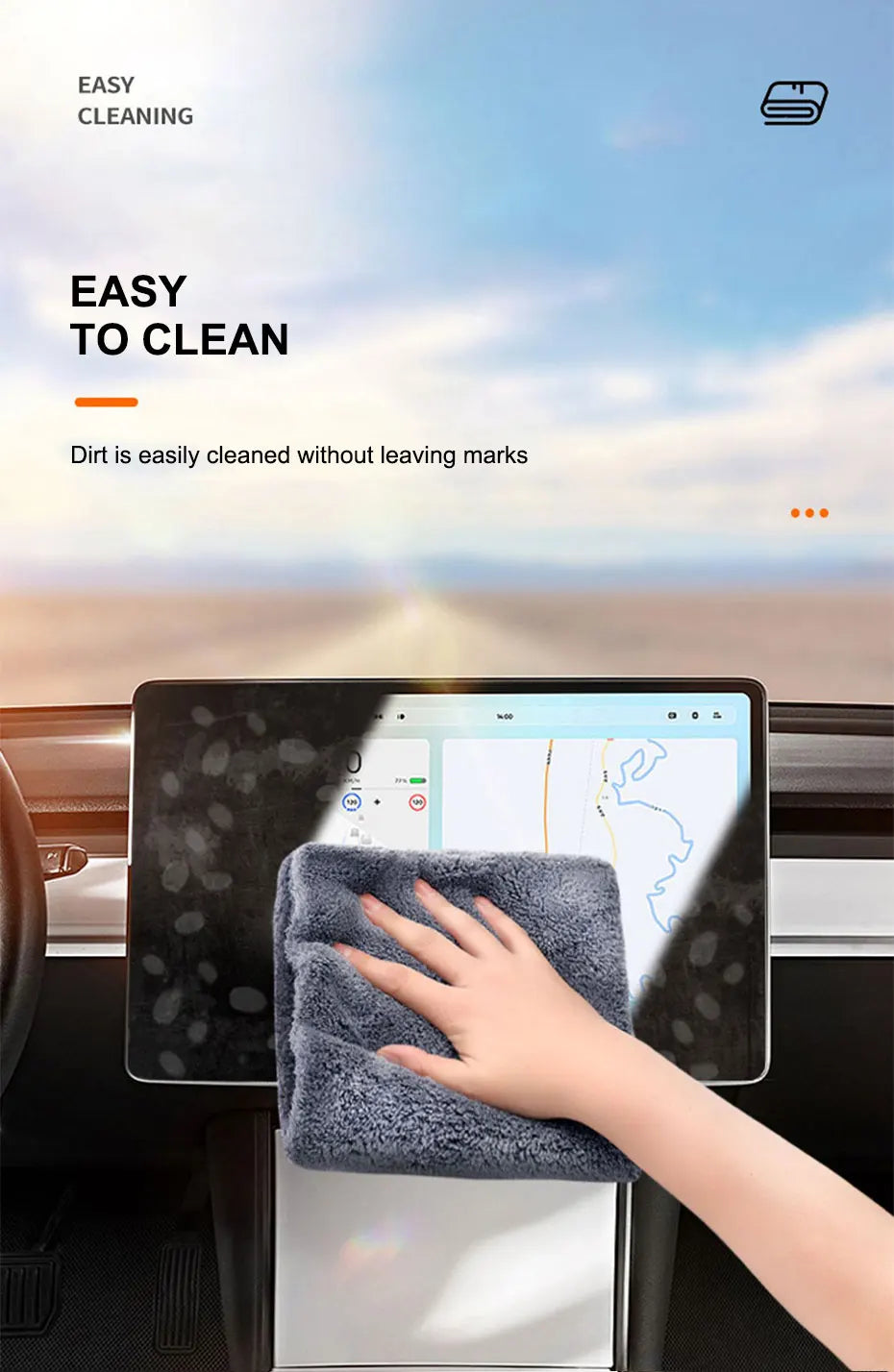 Coral Velvet Car Wash Towel, 40x100cm No-Hem