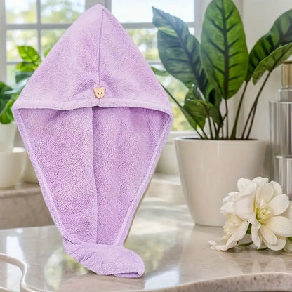 3pcs Women's Quick Dry Absorbent Super Soft Fiber Hair Turban, Coral Fleece Hair Towel