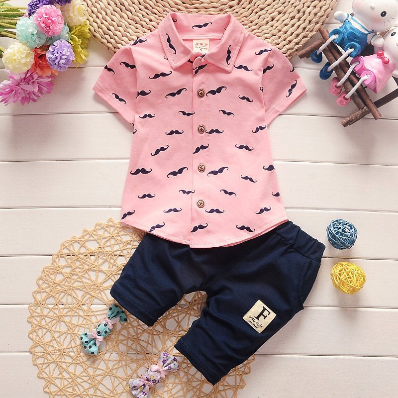 Printed Short-Sleeve Shirt & Shorts Suit for Boys