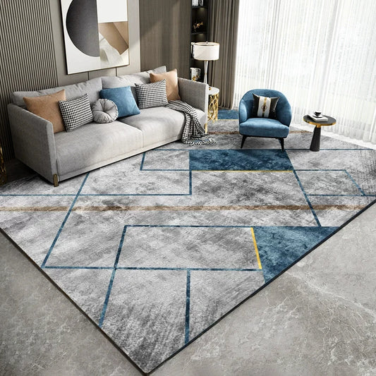 VIKAMA Light Luxury Living Room Carpet – Non-Slip Washable Floor Mat for Sofa & Bedroom