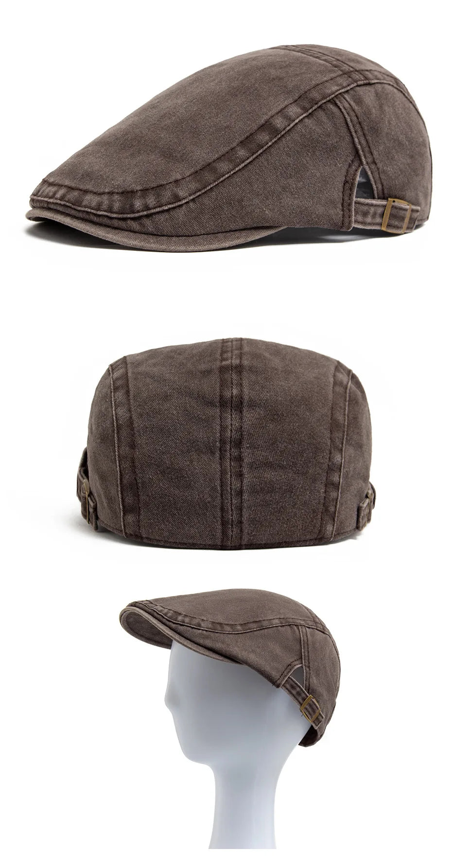 Retro Washed Denim Newsboy Cap