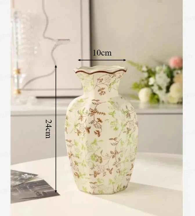New Chinese Retro Blue and White Porcelain Vase, A Fresh and Elegant Living Room Floral Decoration Ornament Vases