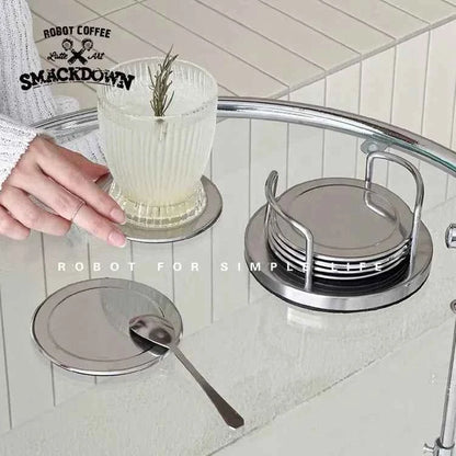 Stainless Steel 6pcs/set Coaster Posavasos Cup Coasters Drink Cup Mat Holder Set Placemats for Table Pad Kitchen Accessories