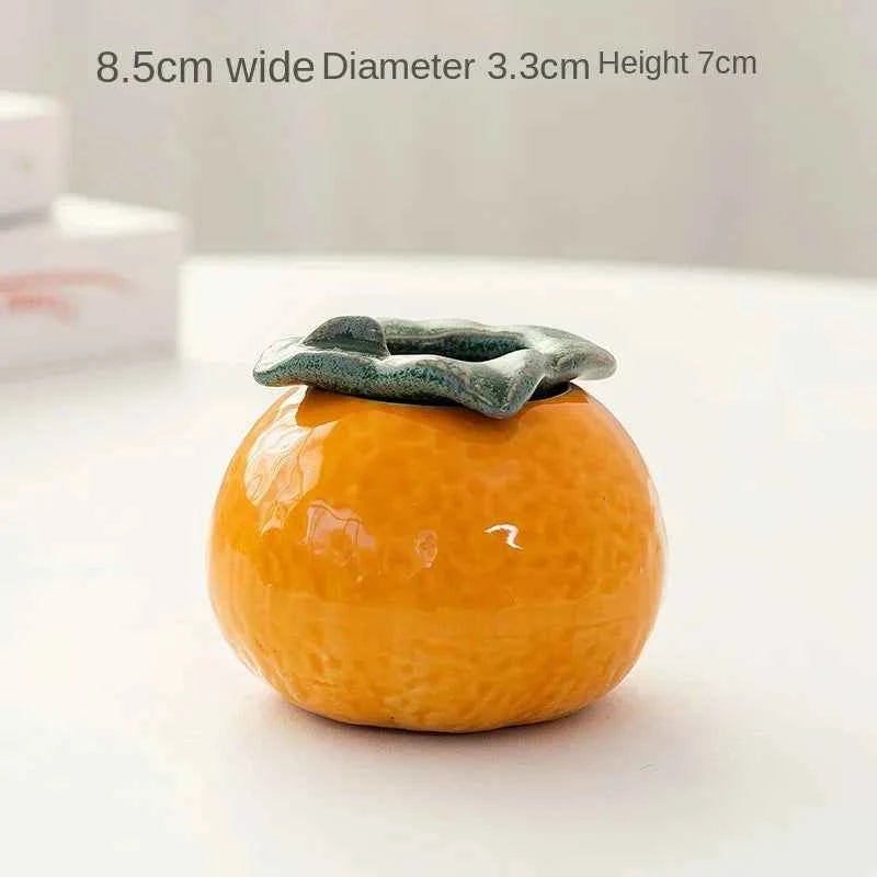 Orange Vase Orange Ceramic Desktop Mini Tea Can Cute Ceramic Indoor Flower Pot