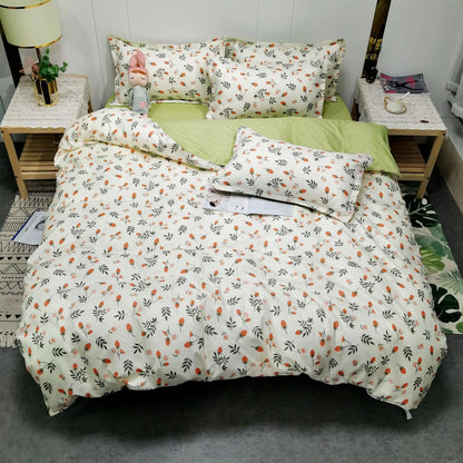 Daisy Print Washed Cotton Duvet Cover Set, King