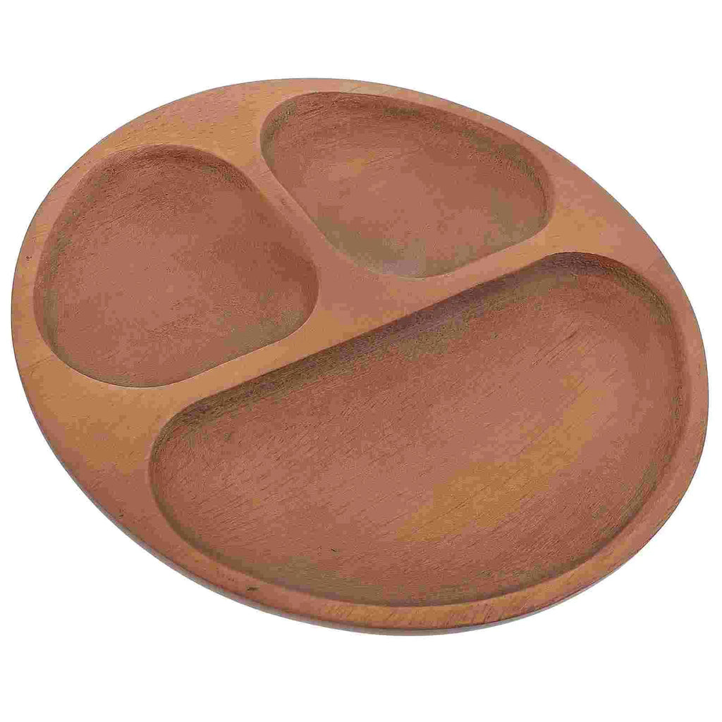 Wooden Dining Plates Portion Control Divided Dishes Household Tableware Luncheon Plates Dinnerware Sets Wood Plates