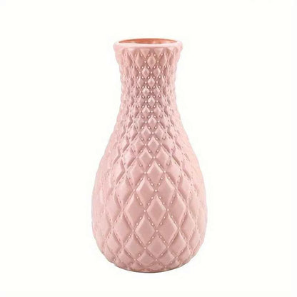 1pc Imitation Ceramic Plastic Vase, Suitable For Creative Flower Arrangement Decoration Of Rooms, Weddings, And Scenes