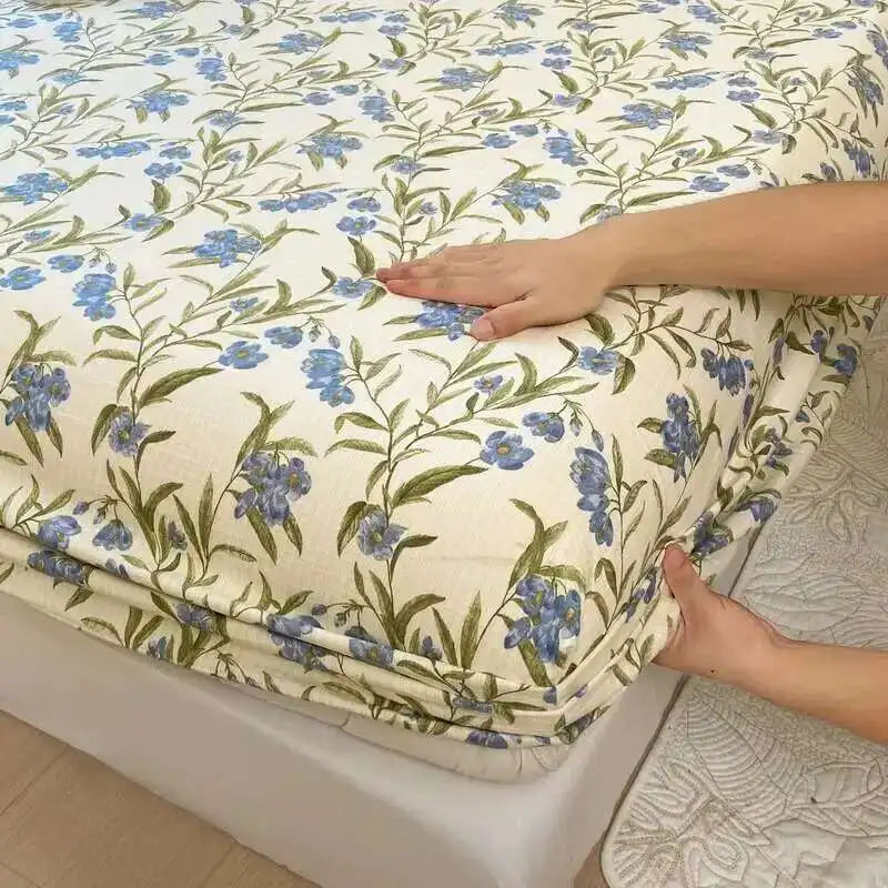 Floral Print Fitted Sheet, Elastic Edge, Queen/King