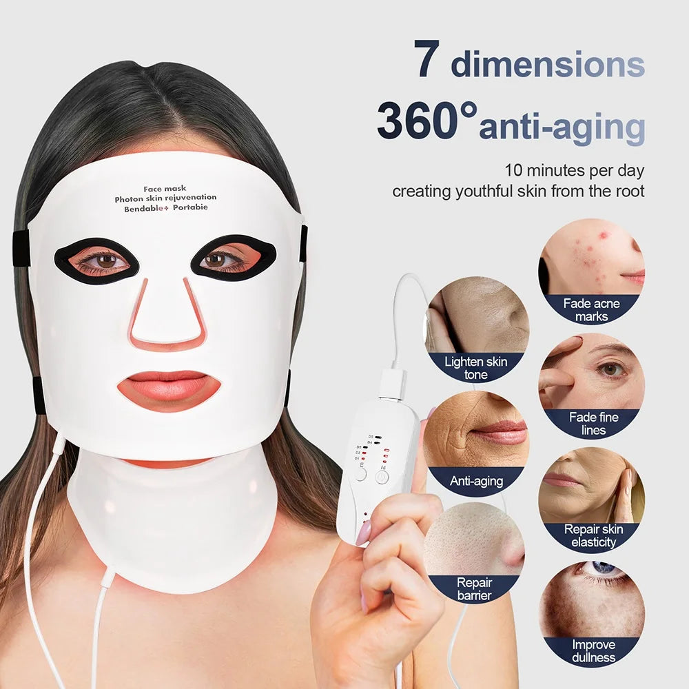 7-Color LED Silicone Face & Neck Mask – Wireless