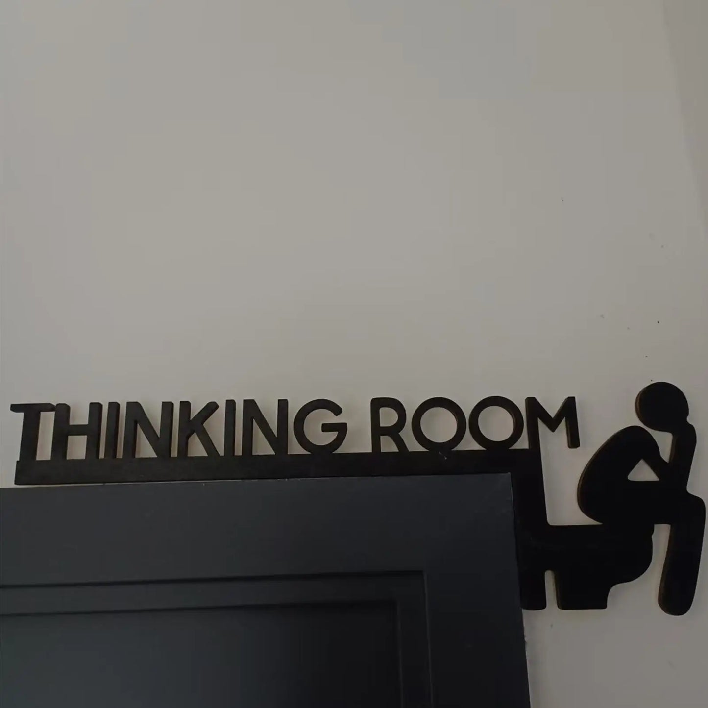 Funny Letter Door Topper Decor Bathroom Thinking Room Wood Toilet Door Sign Unique Thinking Room Home Wall Ornaments Creative