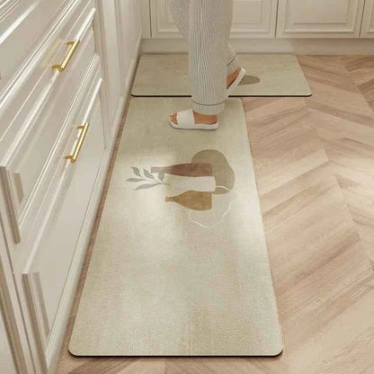 Carpet for Kitchen Waterproof Floor Mat Beige Carpets Pvc Leather Non-slip Oil-proof Long Foot Mats Home Decoration Rug Balcony