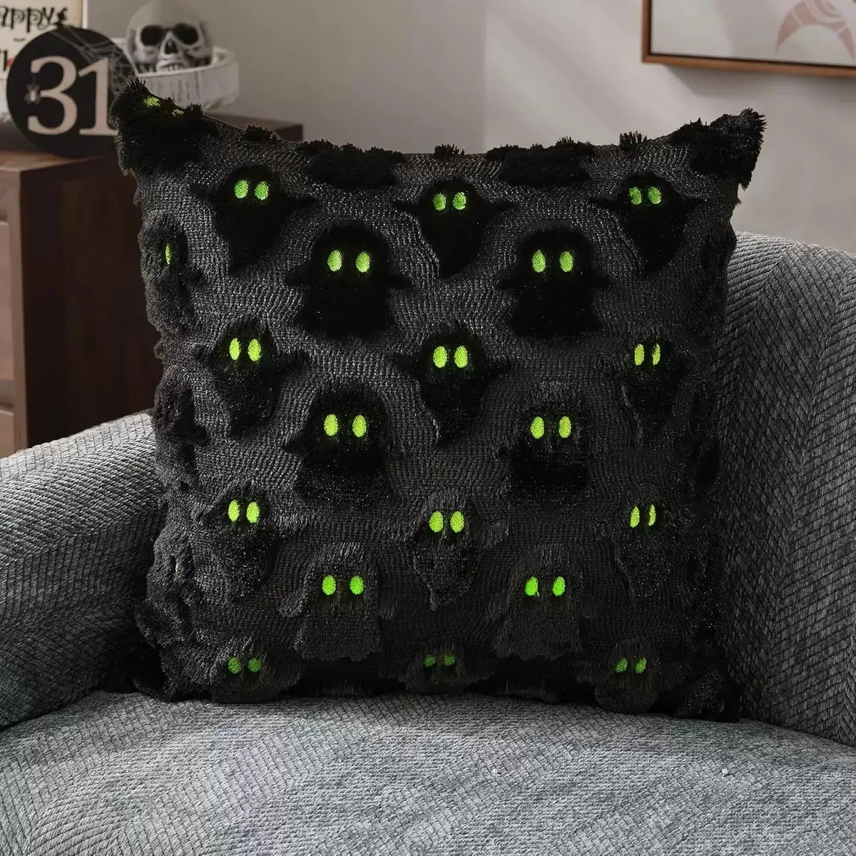 3D Halloween Imp Embroidered Pillowcase