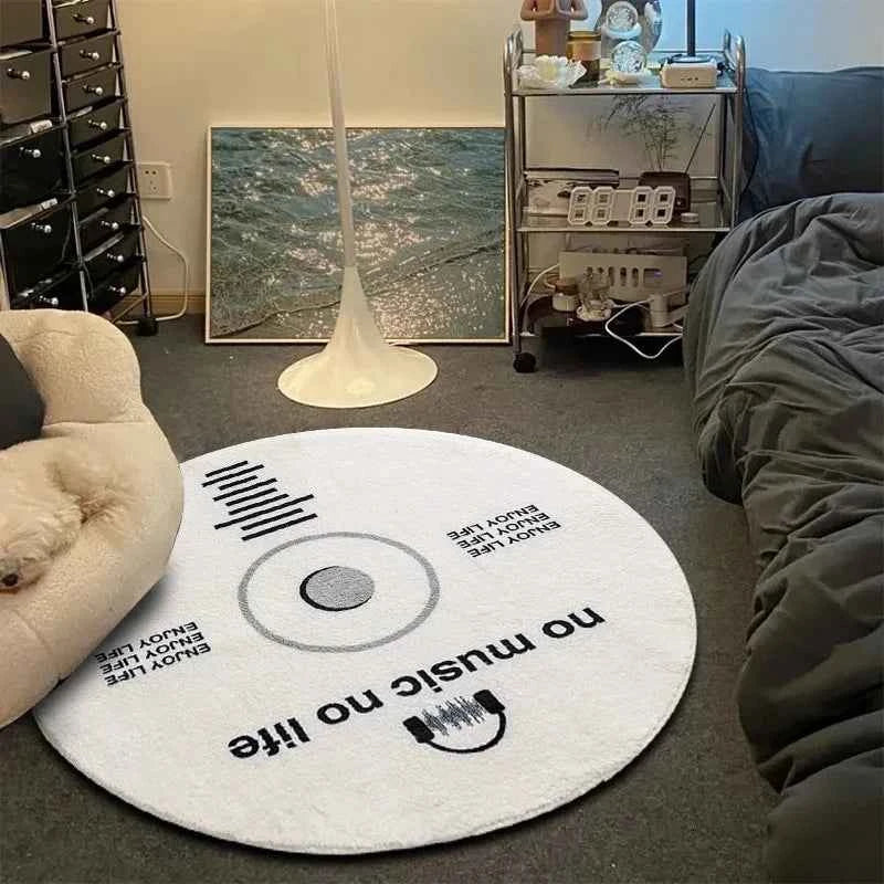 VIKAMA Record Music Cd Carpet Round Game Chair Floor Mat Room Decorated Living Room Lounge Large Area Non-Slip Carpet