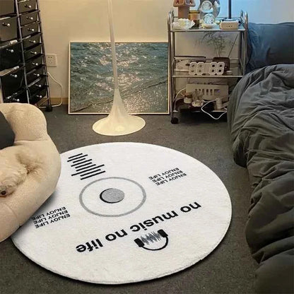 VIKAMA Record Music Cd Carpet Round Game Chair Floor Mat Room Decorated Living Room Lounge Large Area Non-Slip Carpet
