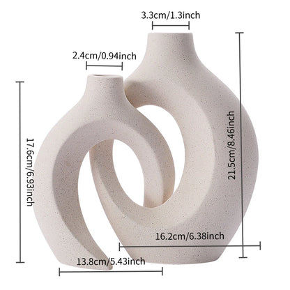 Modern Imitation Ceramic Vase Set of 2 Hollow Scandinavian Medieval Aesthetic Decorative Flower Vases for Home Decor
