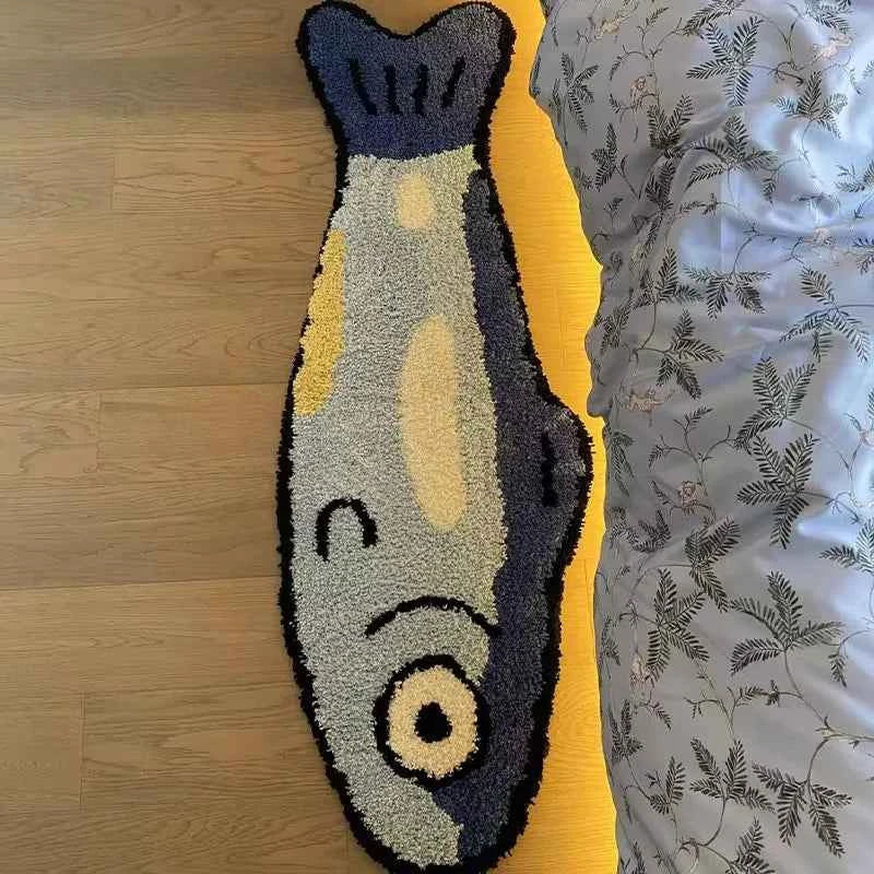 VIKAMA Cartoon Salmon Bedroom Bedside Rug Decorative Floor Mat Creative Soft Plush Carpet Bathroom Bathroom Home Decoration
