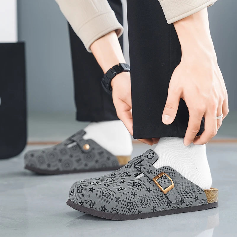 Birkenstock Slippers for Men 2025 New Trendy Brand Outdoor Wear Non-Slip Wear-Resistant Slip-On Cork Couple Closed-Toe Half Slip