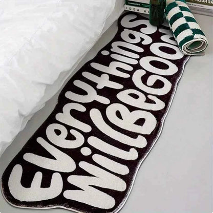VIKAMA Everything Will Be Good Carpet Encouragement Carpet Living Room Carpet Rug For Bedroom    Bedside Floor Mat Doormat Home