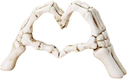 Gothic Skeleton Heart Hands Sculpture 6.3"- Unique Until Death Bone Heart Love Sign -Halloween Home Decor, Gothic Wedding Gift,