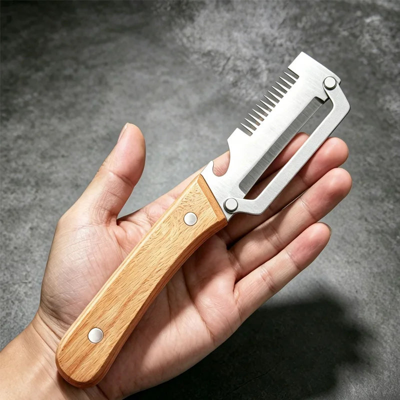 Stainless Steel Vegetable Peeler with Wooden Handle for Fruit and Vegetable Peeling and Slicing