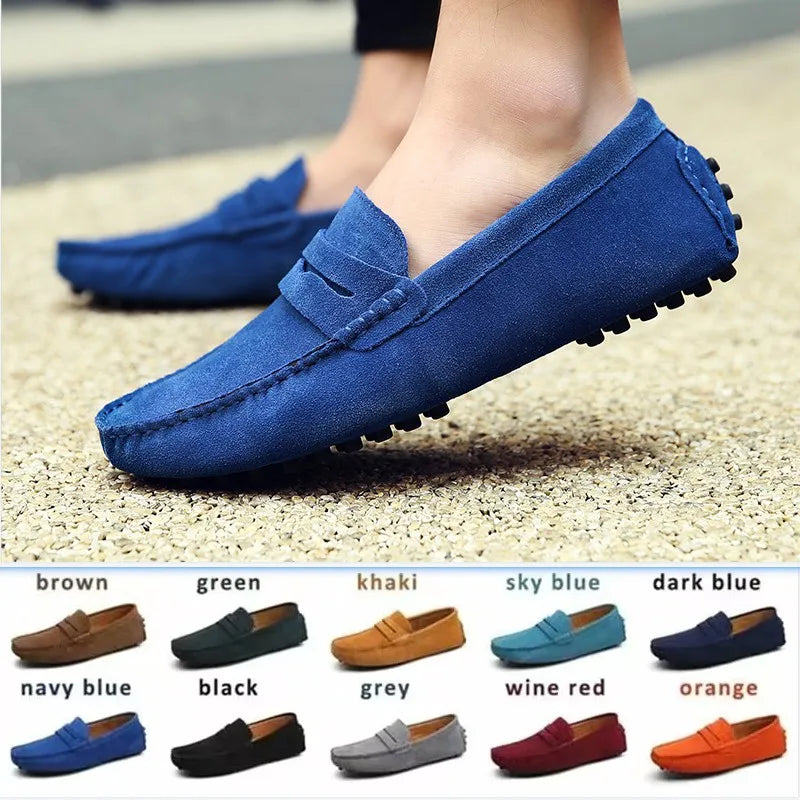 Mocassins en Cuir Véritable pour Hommes | Chaussures de Conduite Tendance à Enfiler Tailles 38-50