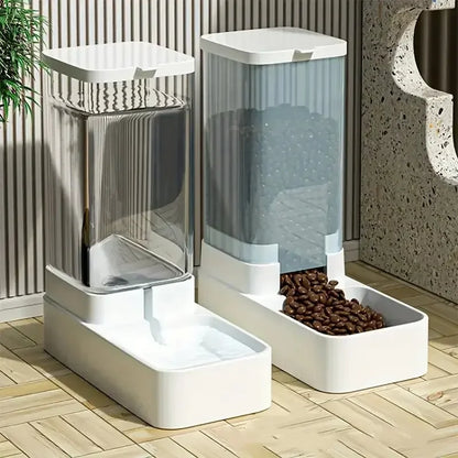 Automatic Gravity Dog Feeder & Water Dispenser — Plastic Food & Water Set for Pets