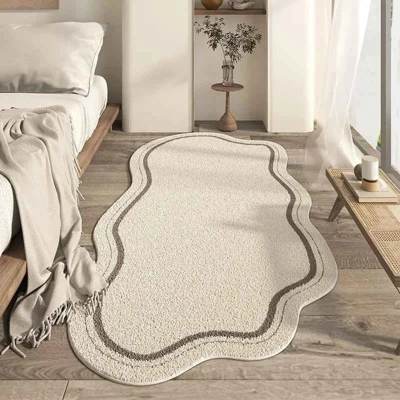 Cream Style Irregular Carpet Minimalist Bedroom Rugs Living Room Lounge Non-Slip Home Decorative Comfortable Soft Floor Mats