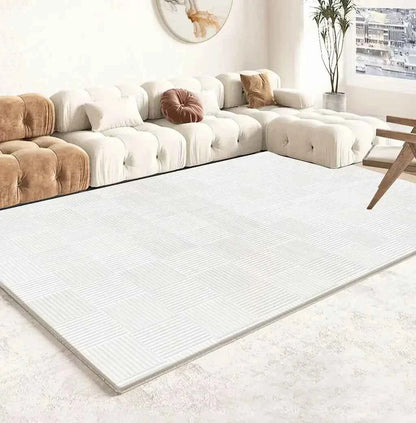 Modern White Minimalism Large Living Room Carpet Light Luxury Beige Decoration Bedroom Carpet Soft Lounge Rug Washable Floor Mat