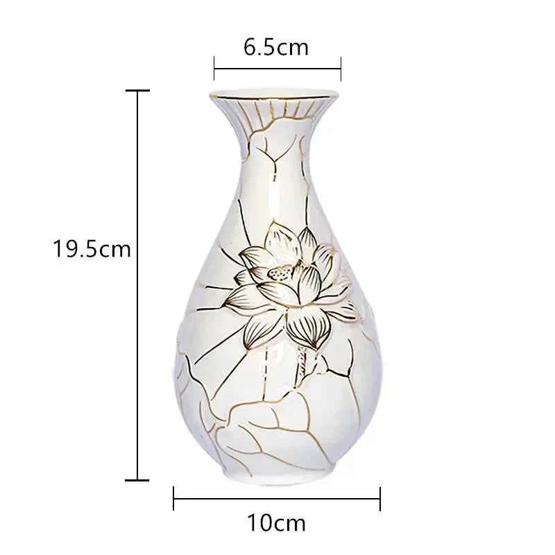 Home Ceramics Lotus Vases Ornaments Buddha Hall Worship Accessories Living Room Flower Arrangement Vase Decoration Crafts