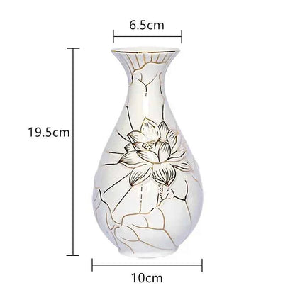Home Ceramics Lotus Vases Ornaments Buddha Hall Worship Accessories Living Room Flower Arrangement Vase Decoration Crafts