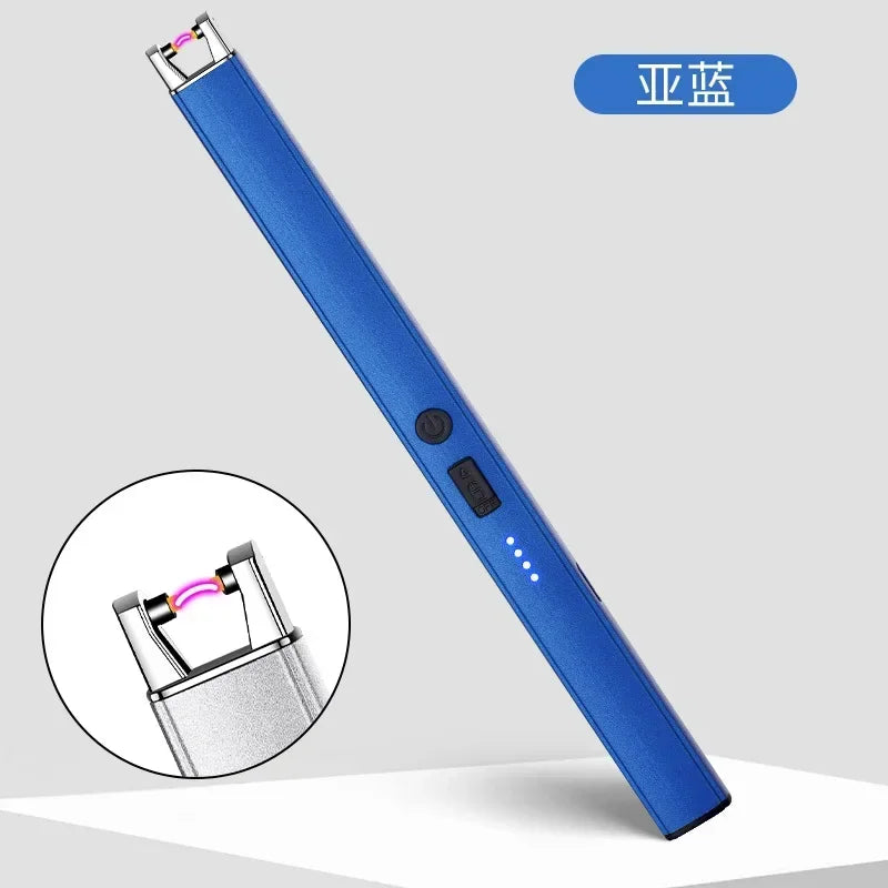 Windproof Pulse Arc Ignition Electronic Lighter Safety Lock Battery Display Outdoor BBQ Kitchen Igniter USB Electric Lighters