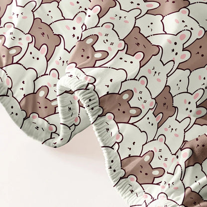 Teddy Bear Print Fitted Sheet, Matte Kids Bedding