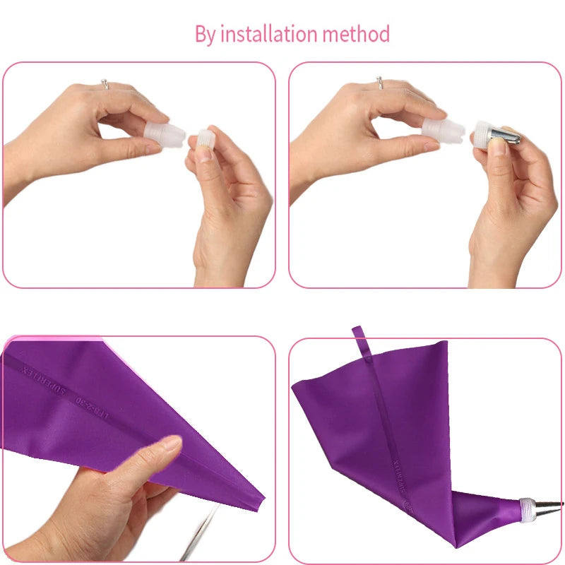 1-10pc DIY Reusable Silicone Piping Bag Pastry Bags Cream Cupcake Decorating Baking Tools Kitchen Accessories Fondant Sugarcraft