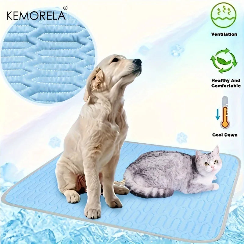 Ice-Cool Pet Cooling Mat & Bed — Breathable Sweat-Absorbent Fabric for Small, Medium & Large Pets