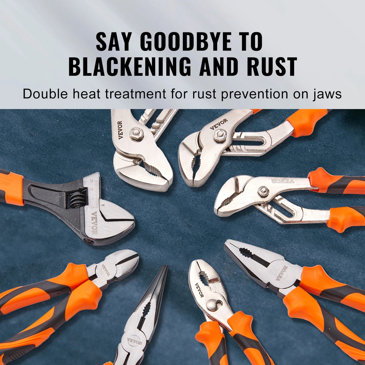 SucceBuy 8-Piece Pliers Set 8" Linesman's Pliers 6" Slip Joint Pliers Long Nose Pliers 6" Diagonal Cutter 10" Adjustable Wrench