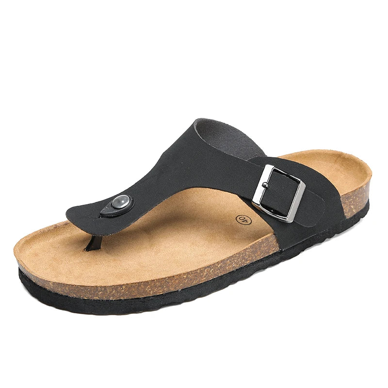Men's frosted cork casual flip flops slippers comfortable refreshing summer outdoor beach shoes fashion youth breathable sandals