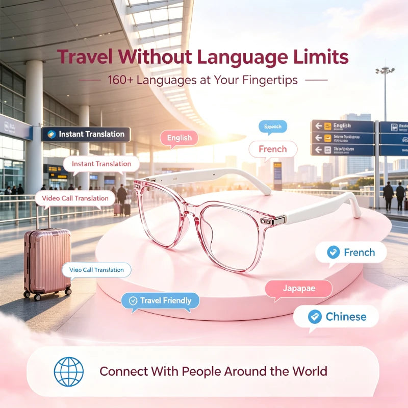 Smart Translation Glasses – 160 Languages, Photochromic Lenses, Bluetooth Audio, Drive & Cycle Safe