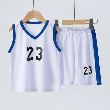 Summer CHILDREN'S Basketball Suit Boys and Girls Sports Vest Shorts Suit 23rd Handsome Boys and Students Vest Suit 2-piece.
