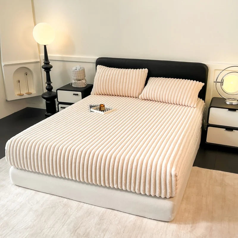 Channel Stitch King Fitted Sheet, Plush Ribbed Texture