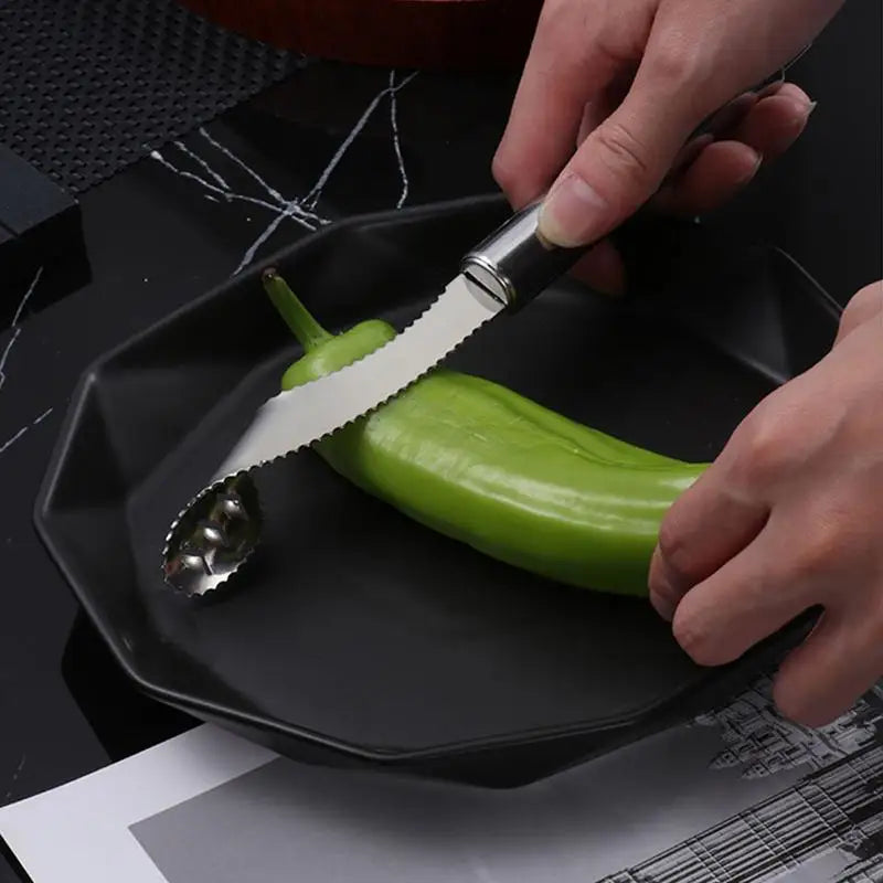 Stainless Steel Fruit and Vegetable Corer with Seed Remover and Pepper Seeder