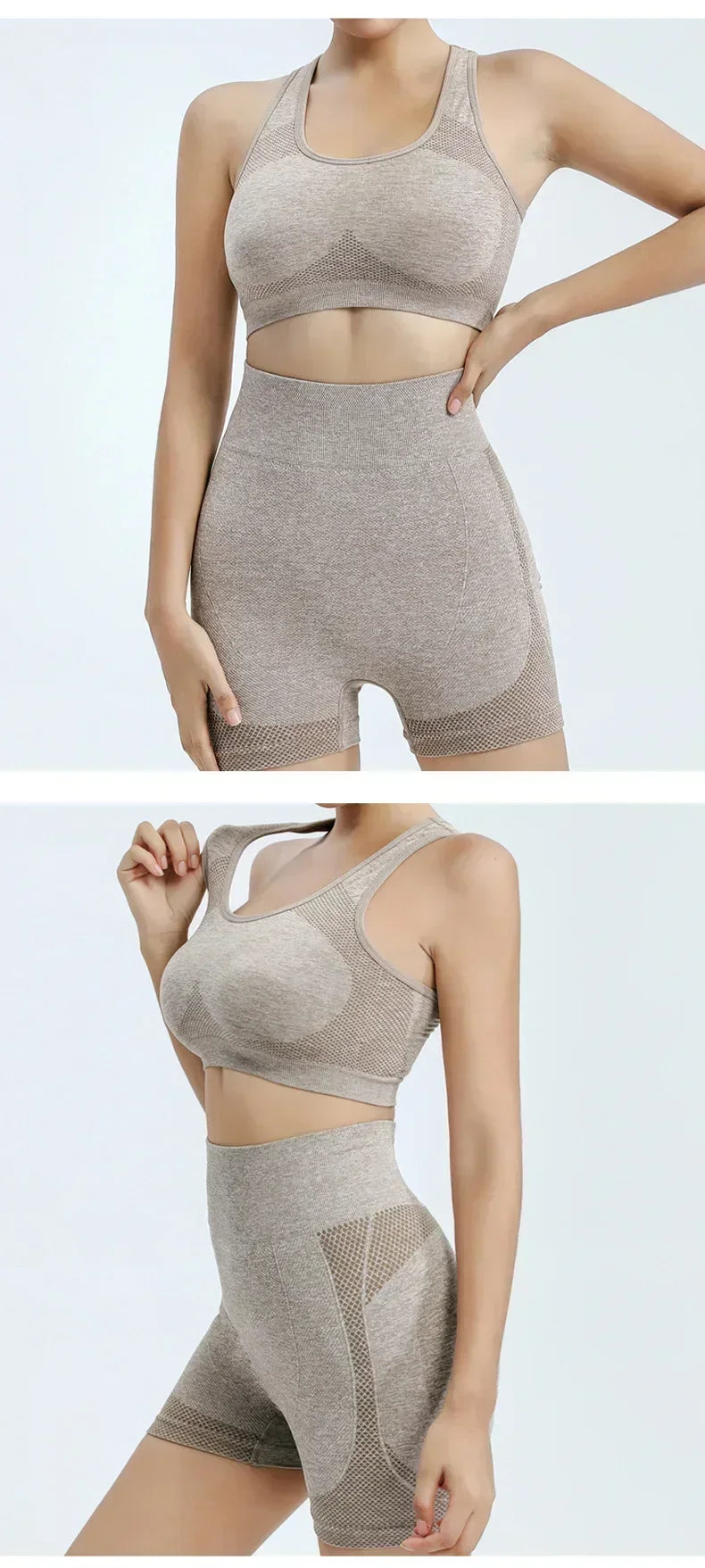 Women’s Seamless Yoga Set — Sports Bra, Shorts & Leggings